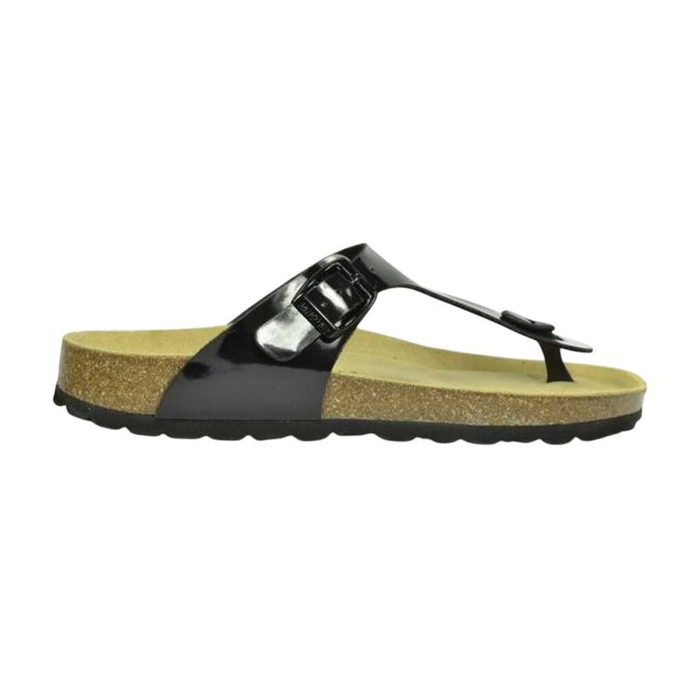 Sanosan Womens/Ladies Geneve Lacquered Leather Sandals / Black/Brown